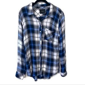 Rails blue & white Hunter plaid button down top